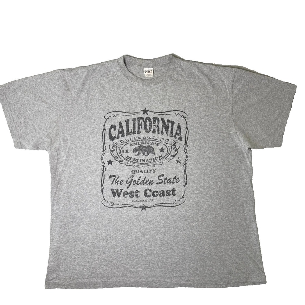 California The Golden State Men's T Shirt 3XL Gray West Coast Vintage Style Tee
